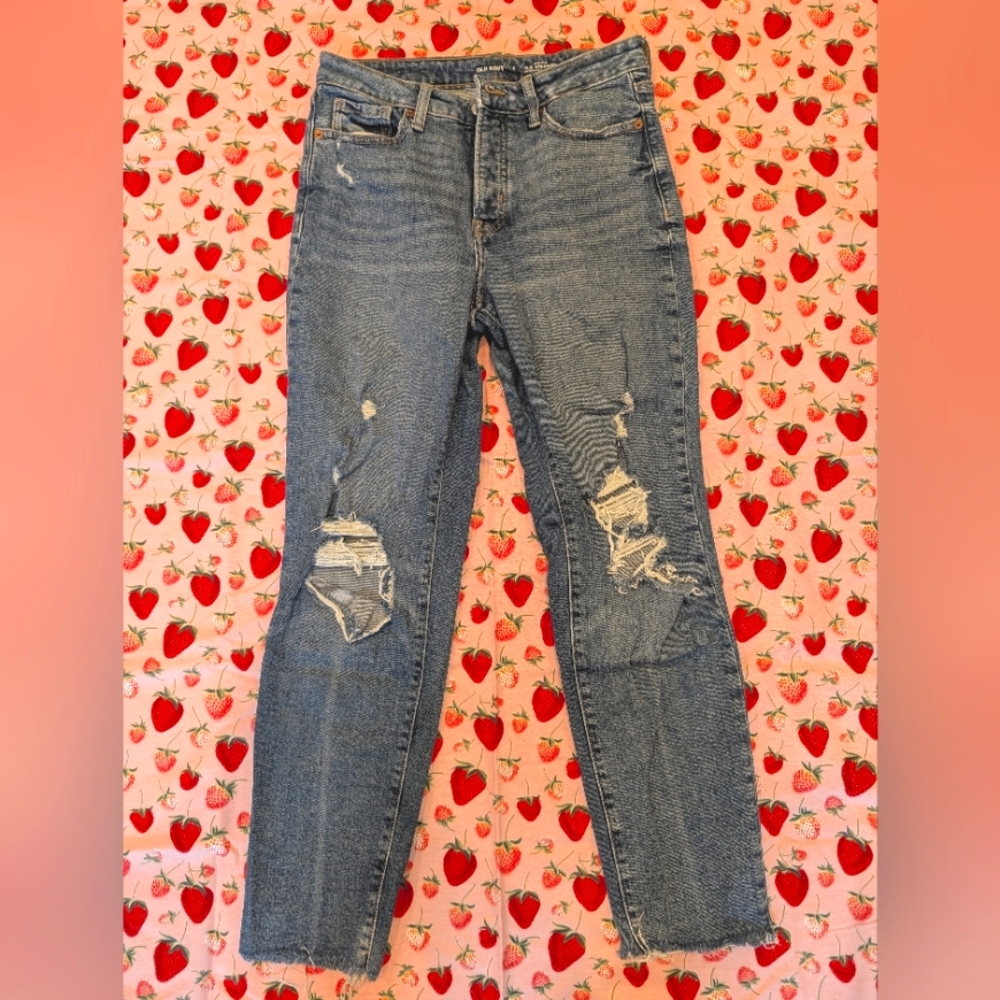 Old Navy High Rise OG Straight Distressed Denim Jeans